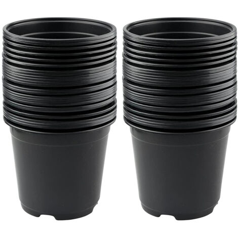 50 Stück 15 cm schwarze Blumentöpfe aus Kunststoff für Sukkulenten, Gemüse und Stecklinge (1/5)