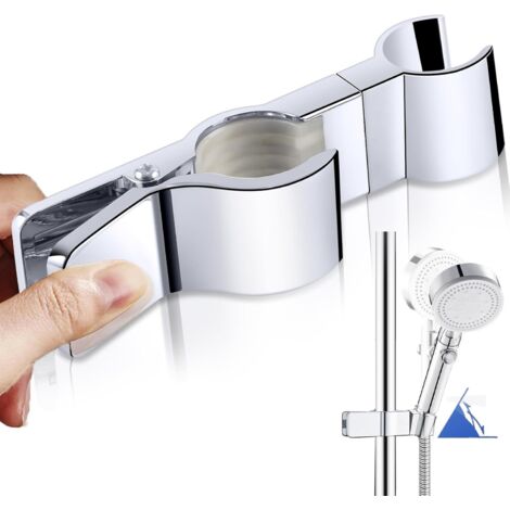 OFFO Duschkopfhalterung Mit Haken – Klemmhalterung Ohne Bohren, 16–28 Mm Stangen, 45° Drehbar, Chrom