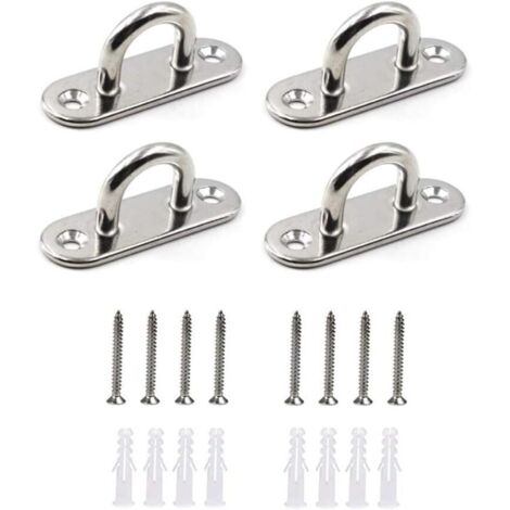 M6 Edelstahl Augplatte mit Öse, Edelstahl Decksplatte, Augplatten für Sonnensegel/Wand-Befestigung, Decken-Befestigung, Wand-Haken, Decken-Haken, 4 Stück (1/4)
