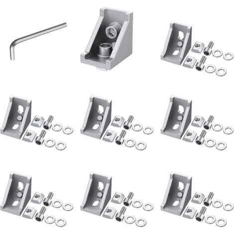 8PCS Befestigungsmaterial Winkel 20x20 Nut6 M5-Aluprofil Befestigung Satz Raster Streben Eckverbinder Aluminium Winkelverbinder Mit Individuelle Verpackung Für DIY-Projekte 3D-Drucker CNC (1/4)