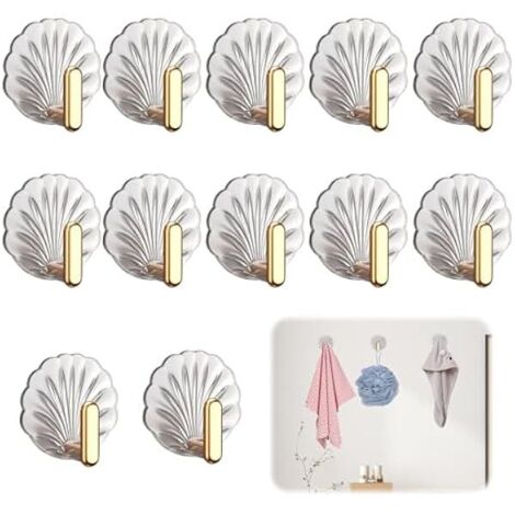 12 Stück Selbstklebende Haken Wandhaken Selbstklebend Handtuchhaken Klebehaken Transparent Ohne Bohren Kleiderhaken Selbstklebend Muschel-Klebehaken Modernes Design,für Küche Badezimmer (1/5)