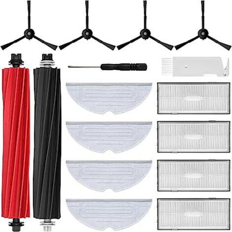 16 Stück Zubehör für Roborock S8 / S8+ Saugroboter mit 2 Hauptbürste 4 Wischtücher 4 Filter 4 Seitenbürsten 1 Reinigungsbürste 1 Schraubendreher (1/5)