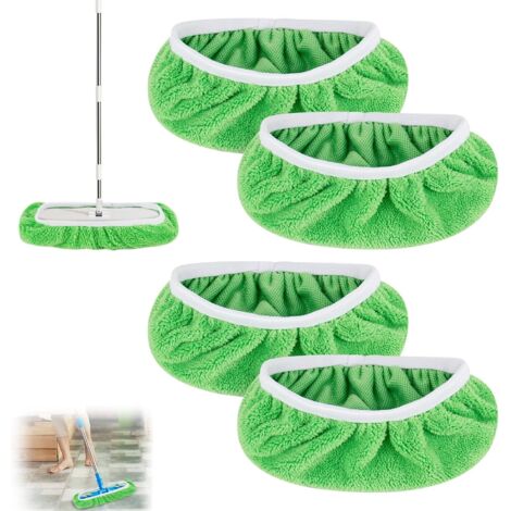4 Stück Tücher Wiederverwendbare für Swiffer Bodenwischer, Trockene Bodentücher für Swiffer Sweeper Mop, Feuchte und Trocken Universell Bodentücher für die Reinigung von Oberflächen, Holzböden, 25.4cm (1/5)