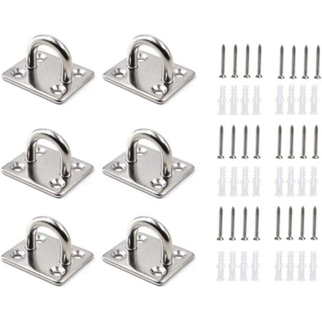 Edelstahl Karabiner und Edelstahl Augplatte mit se, Edelstahl Decksplatte,  Augplatten fr Sonnensegel/Wand-Befestigung, Decken-Befestigung, Wand-Haken,  Decken-Haken