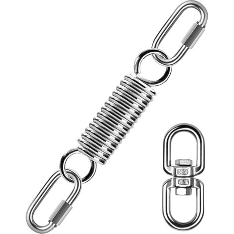 Hängesessel Schwingfeder Stahlfeder 360° Feder mit Drehwirbel und 2 Karabinerhaken, Aufhängefeder Hängesessel Aufhängung bis 250 kg für Hängestuhl, Hängematte, Boxsack Halterung, Yoga (1/5)