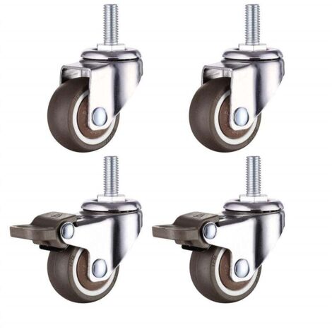 4 Pcs Klein Rollen für Möbel M8x20mm Möbelrollen mit Bremse Durchmesser 38mm Inklusive 2 Lenkrollen 2 Bremsrollen (1/5)
