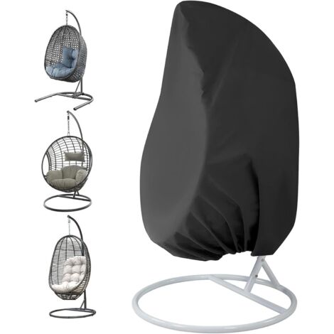 Hängesessel-Abdeckung, Garten-Rattan-Geflecht, wasserdicht, Schutzhülle für Hängesessel, wasser- und staubabweisend – 190 x 115 cm (schwarz) (1/5)