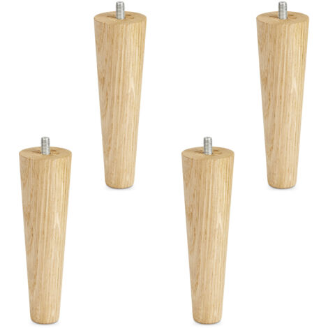 4 Stück Möbelfüße Eiche massiv Ø 45 / 25 mm Höhe 150 mm (1/4)