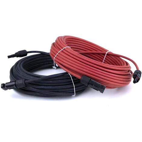 2x20m Allonge câble solaire 6mm² - MC4 - (Noir - Rouge)