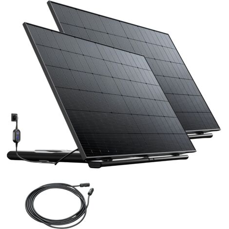 2 Stations Solaires 870W – Kit Plug & Play – Micro-onduleurs & Pieds Prémontés + Prise Intelligente + 1 Câble – Suivi Application