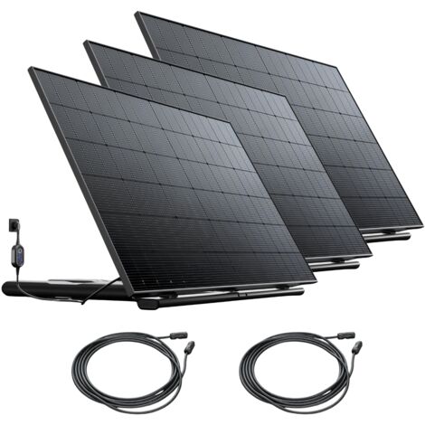 3 Stations Solaires 1305W – Kit Plug & Play – Micro-onduleurs & Pieds Prémontés + Prise Intelligente + 2 Câbles – Suivi Application
