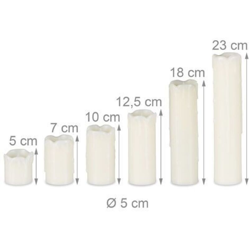 Relaxdays Bougies LED Sur Tige, 6 Pièces, Avec Télécommande