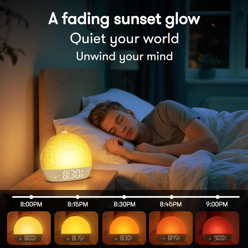 Lampe Réveil lumineux enfant Simulateur d'Aube et Crépuscule Radio