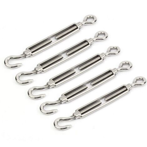 Lot De 5 Tendeurs à Crochet Et œil M4 En Acier Inoxydable 304 - Longueur 43mm - Neuf
