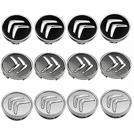 Cache Moyeux ABS Aluminium 60mm Pour Citroën - Lot De 4 Pièces Avec Logo - Compatible C1 C3 C4 C5 C6 DS3