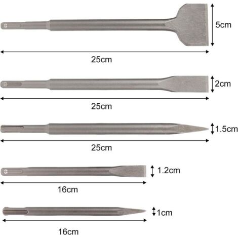 Lot De 3 Burins SDS-PLUS 25 Cm – 2 Plats Et 1 Pointu – Neuf