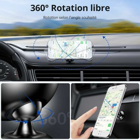 Support Magnétique Voiture Téléphone - Rotation 360°, Fixation L, Noir | Compatible Tous Smartphones, Aimant Puissant - 7