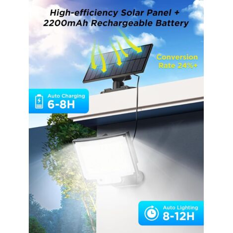 SIGRILL Lampe Solaire Extérieur 318 LED 3000LM – Détecteur Mouvement, 3 Modes, IP65 Étanche