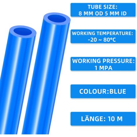 Tuyau Pneumatique PU Noir 8x5 Mm - 2 Mètres - Pour Air Comprimé Industriel - Zaplyte