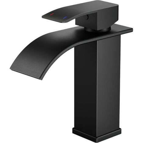 Robinet Salle De Bain Noir Mat - Mitigeur Lavabo Acier Inoxydable 80mm, Économie D'Eau, Hot & Cold