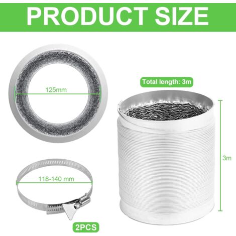 Gaine D'évacuation Sèche-linge Diamètre 90mm Longueur 3m - Réf. 14124 - Neuf Sous Emballage