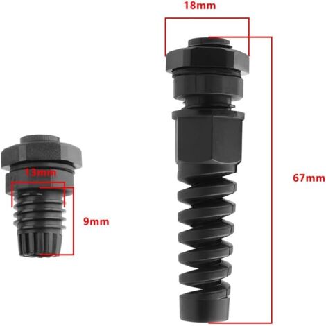 Presse Etoupes Lot De 10 Presse-étoupes Noirs PG7 IP68 - Joints étanches Pour Câbles De 3 à 6,5mm Press Etoupe
