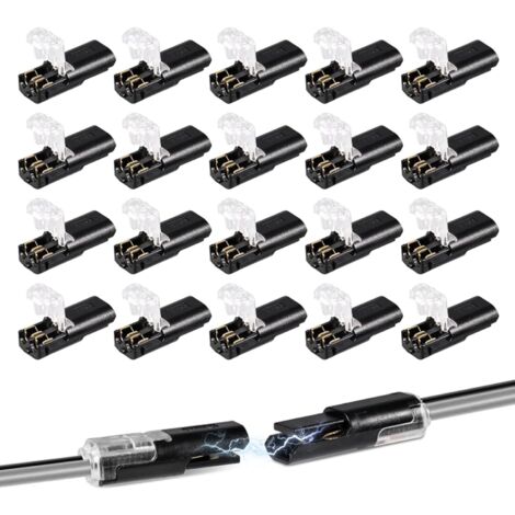 Huybaa 10Pcs Connecteur Electrique Rapide, Connecteurs de Câble de Voiture étanches à 2 Broches pour 18-22AWG