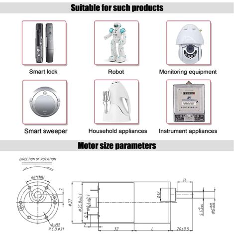 12V 24V 90kg. Moteur à courant continu à balais avec réducteur de couple élevé 100kg Force 60W ein - Chine Moteur de ein, moteur à engrenages de ein