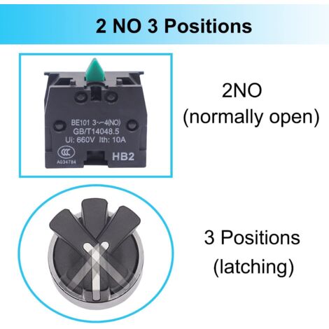 sourcing map ZB2-BE101 SPDT 2NO 4 Terminal 3 positions Sélecteur rotatif Commutateur AC600V 10A sourcing map ZB2-BE101 SPDT 2NO 4 Terminal 3 positions Sélecteur rotatif Commutateur AC600V 10A