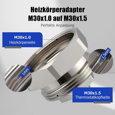 Ancable Radiatoradapter M30 x 1,0 naar M30 x 1,5 voor
