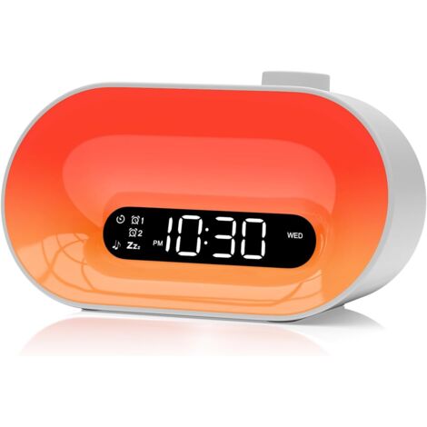 15W Chargeur Sans Fil, Lampe LED Réveil avec Bluetooth, 13