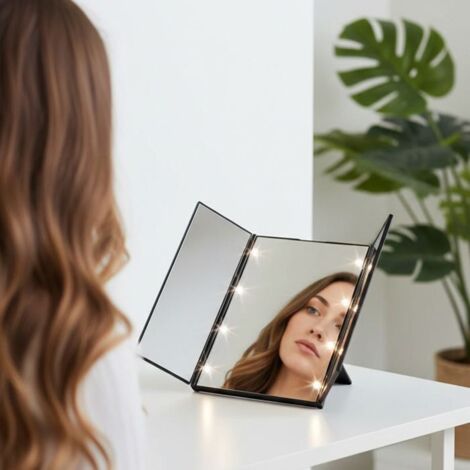 Miroir Oblong+ 140x65cm (horizontal ou vertical) avec éclairage LED 37W cadre Bl