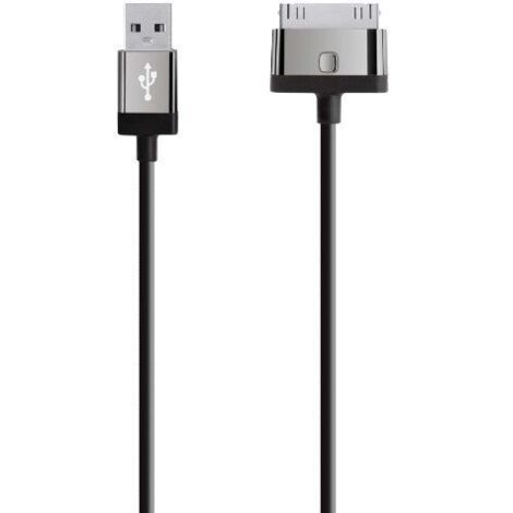 belkin Lade-Sync Kabel mit 30-pin Anschluss, schwarz, 2m, iPod, iPhone, iPad (F8J041CW2M-BLK) (1/2)