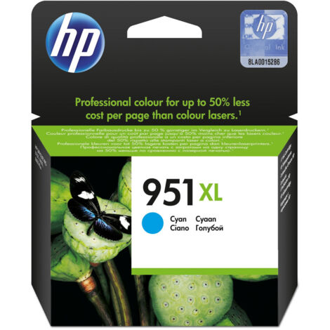 Cartucho de Tinta Original HP nº951 XL Alta Capacidad/ Cian (1/4)