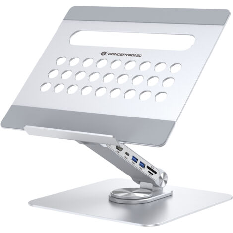 Conceptronic DONN27G Laptop-Ständer mit 7-in-1-Dockingstation, 360° drehbare Basis, faltbar, höhenverstellbar (1/5)