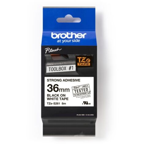 brother Beschriftungsband TZE-S261, 36mm, schwarz Druck/weiss Unterl., extra st (TZES261) (1/2)