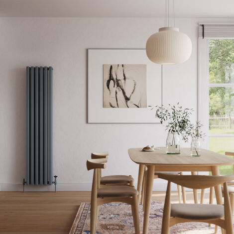 Temple - Anthracite Vertical Square Tube Column Radiator H1800mm x W390mm