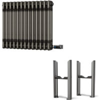 Alpha - Raw Metal Column Electric Radiator H500mm x W999mm 3 Column 1200w Thermostatic WIFI - Feet Included