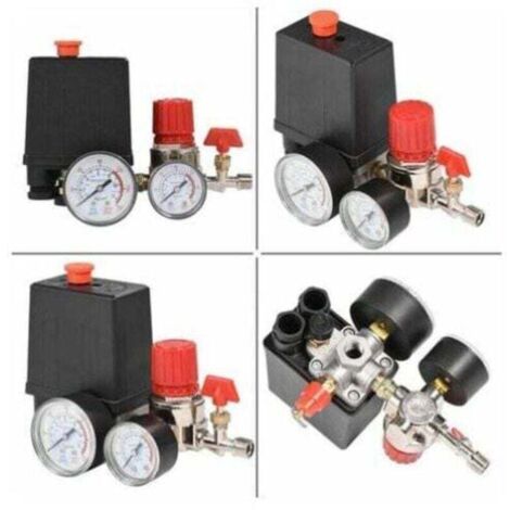 Nikou Druckschalter Für Kompressor – Kleiner Luftdruckregler Mit Manometer, 0,05–1,2 MPa, 2x G1/4