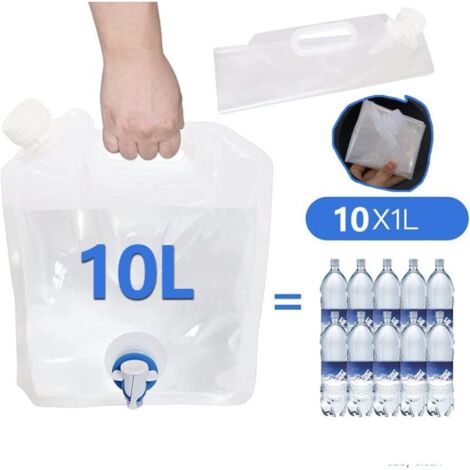 Horuili® Wassersäcke Faltbare, Wasserbehälter, 2 Stück 8L Tragbarer Zusammenklappbarer Trinkwassertank, Wiederverwendbar mit Dichtem Deckel, Geeignet zum Wandern, Camping, Grillen, Picknick, Reisen