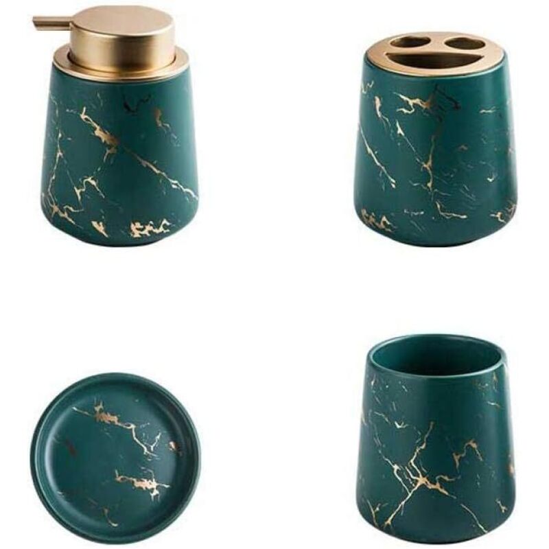 Set Di 4 Accessori Da Bagno Effetto Marmo, Set Completo In