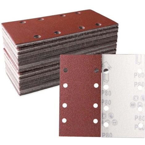 Kit 50 Fogli Abrasivi Ceramici 93x185 Mm – Grane 60/80/120/240/400, Con 8 Fori Per Aspirazione Polvere, Per Levigatrice Orbitale, Per Legno E Metallo