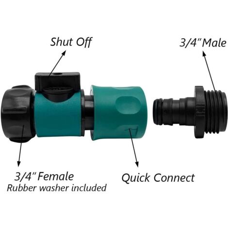 CONNETTORE TUBO DA giardino con valvola di intercettazione tubo acqua