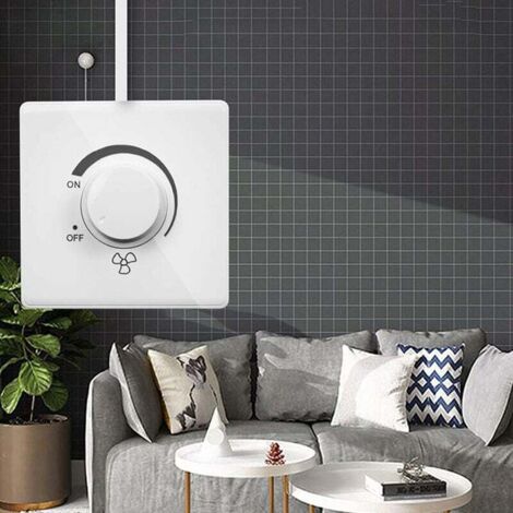 Dawutocap 86 Tipo Regolatore Di Velocità Per Ventilatore A Soffitto – Interruttore Rotativo A Superficie Con 5 Velocità, Adatto Per Ventilatori Domestici E Soffitti, Bianco Elegante