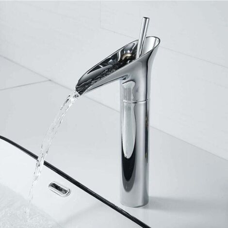 Rubinetto Bagno A Cascata Cromato Hoimpro - Maniglia Singola Con Scarico Pop-up E Piastra Copri Fori - 4