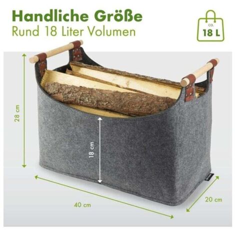 FIREFIX Borsa Per Legna In Feltro Rigido Antracite – 56x42x35 Cm – Trasporto Cenere O Ceppi Con Manici Robusti - 3