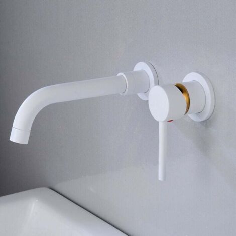 Rubinetto Per Lavabo A Parete, Miscelatore Per Acqua Calda E Fredda Senza Perdite In Ottone Cromato Per Lavabo Quadrato 87833755