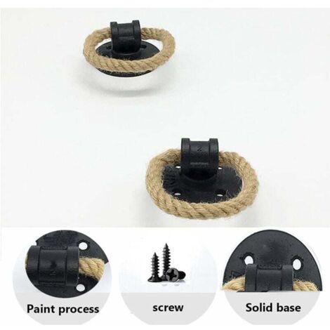 Pezzi Di Corda Di Canapa Vintage, Maniglia In Ferro Battuto, Maniglie