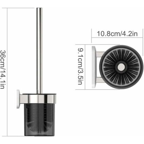Bagnoxx Set Scopino WC Con Supporto In Bambù - Marrone, 37cm Altezza, 10cm Diametro - Acciaio Inox