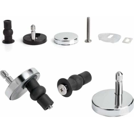Set Cerniere Per Sedile WC Con Chiusura Ammortizzata - Ricambio In ABS Con Bulloni E Viti, Fissaggio Superiore - 3